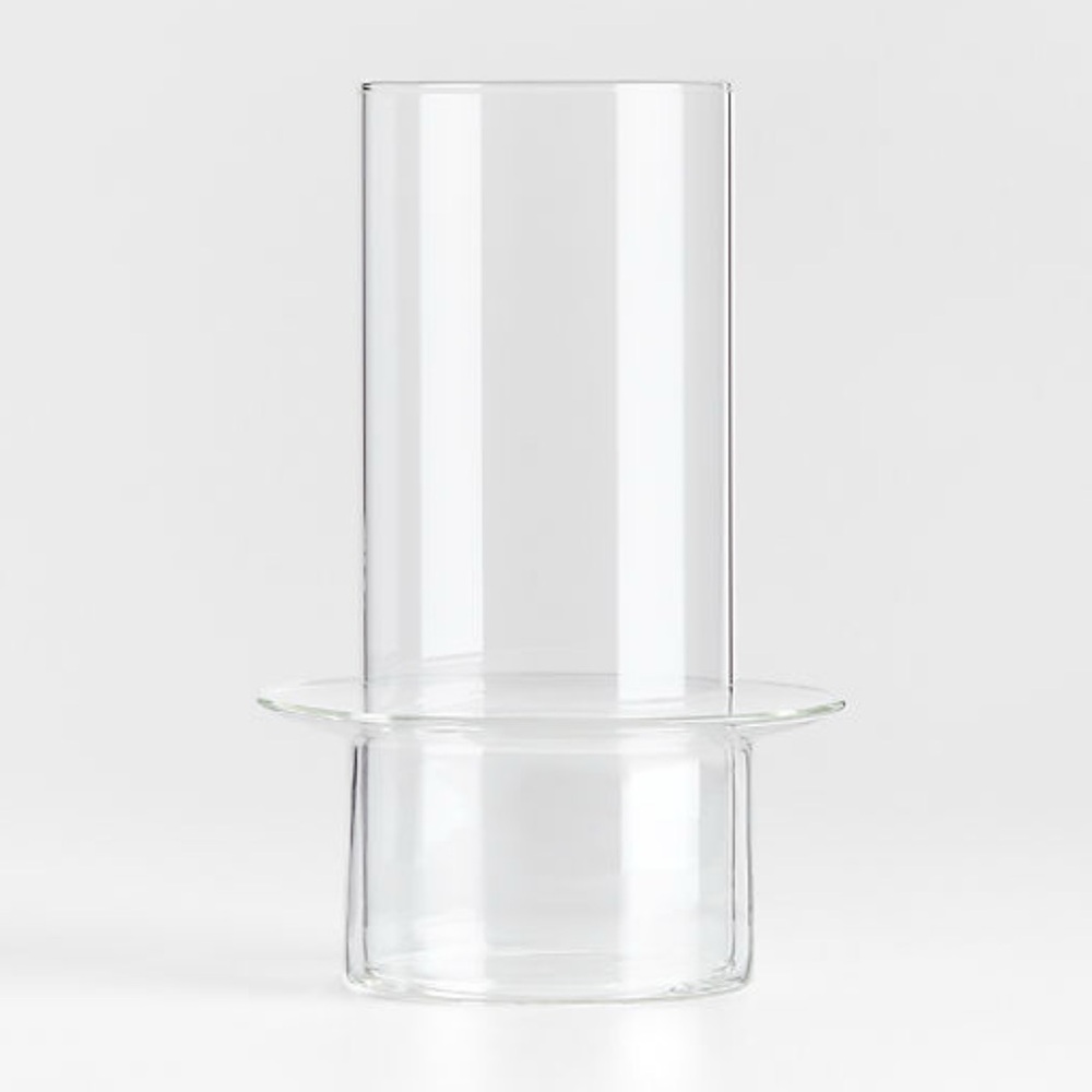 New! 🕯️Crate&Barrel Minimalist Design Clear Glass Hurricane Candle Holder 9"